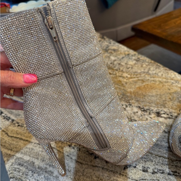 Steve Madden Elegant Silver Rhinestone Stiletto Boots - Picture 4 of 10